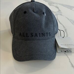 All Saints Charcoal Gray Baseball Cap with Embroidered Logo
